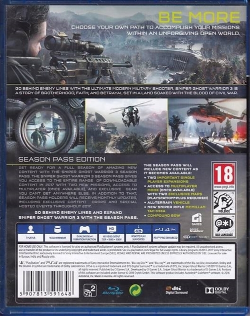 Sniper 3 Ghost Warrior - Season Pass Edition - PS4 (B Grade) (Genbrug)
